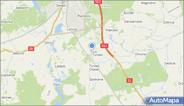 mapa Turowo, Turowo gmina Szczecinek na mapie Targeo