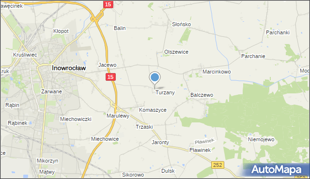 mapa Turzany, Turzany gmina Inowrocław na mapie Targeo