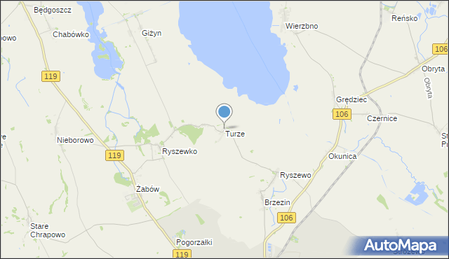 mapa Turze, Turze gmina Pyrzyce na mapie Targeo
