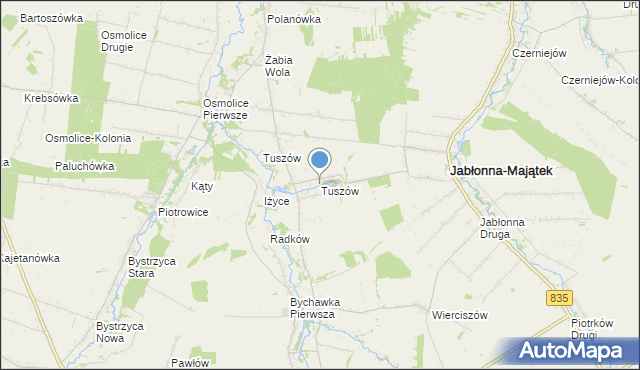 mapa Tuszów, Tuszów na mapie Targeo