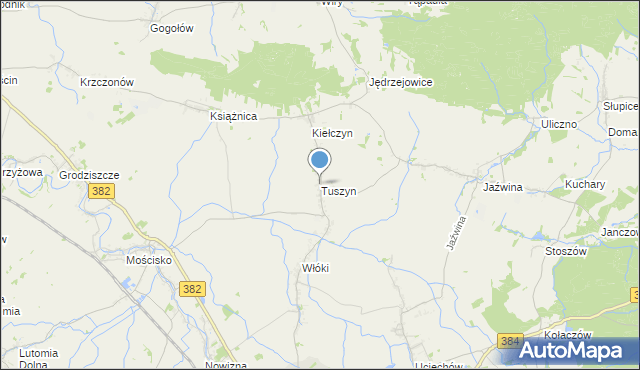 mapa Tuszyn, Tuszyn gmina Dzierżoniów na mapie Targeo