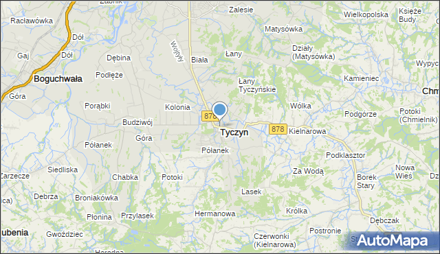 mapa Tyczyn, Tyczyn powiat rzeszowski na mapie Targeo