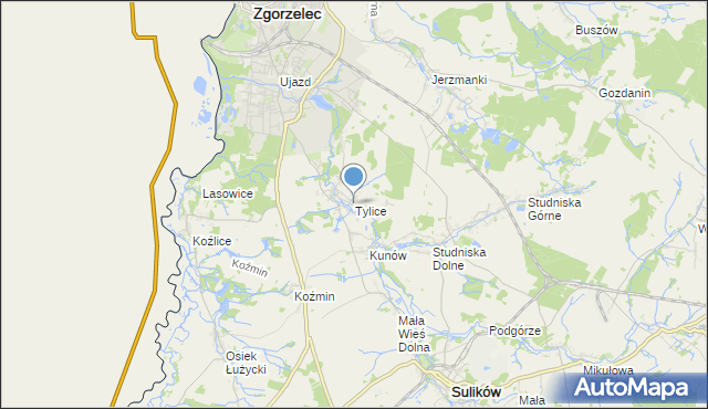 mapa Tylice, Tylice gmina Zgorzelec na mapie Targeo