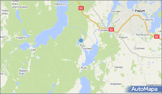 mapa Tylkówko, Tylkówko na mapie Targeo