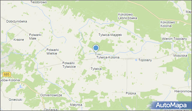 mapa Tylwica-Kolonia, Tylwica-Kolonia na mapie Targeo