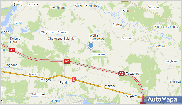 mapa Tymianka, Tymianka gmina Kotuń na mapie Targeo