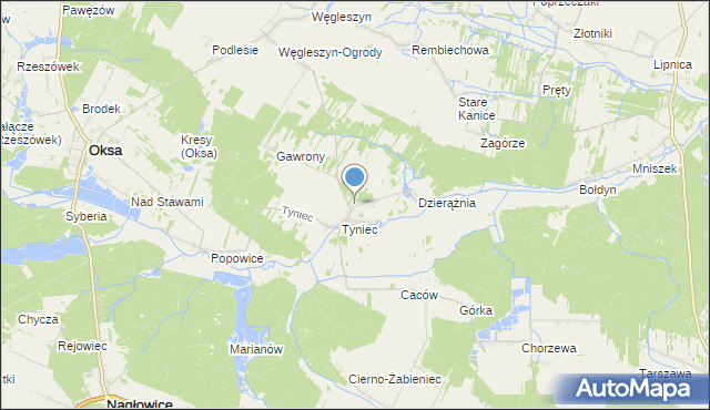 mapa Tyniec-Kolonia, Tyniec-Kolonia na mapie Targeo