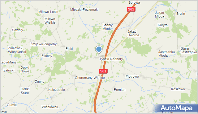 mapa Tyszki-Nadbory, Tyszki-Nadbory na mapie Targeo