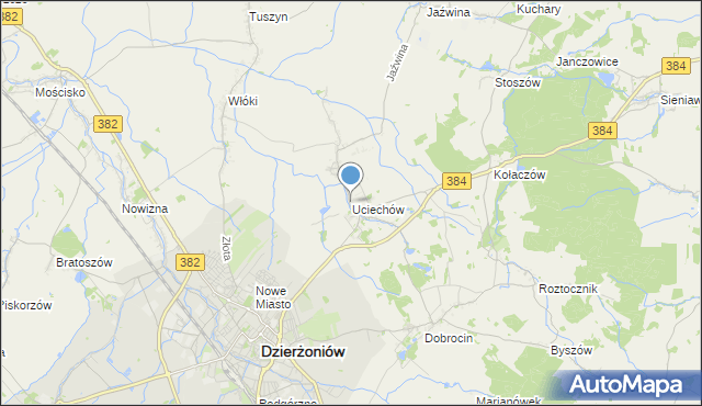 mapa Uciechów, Uciechów gmina Dzierżoniów na mapie Targeo