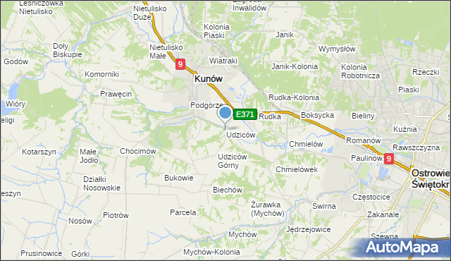 mapa Udziców, Udziców na mapie Targeo