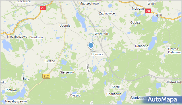 mapa Ugoszcz, Ugoszcz gmina Studzienice na mapie Targeo