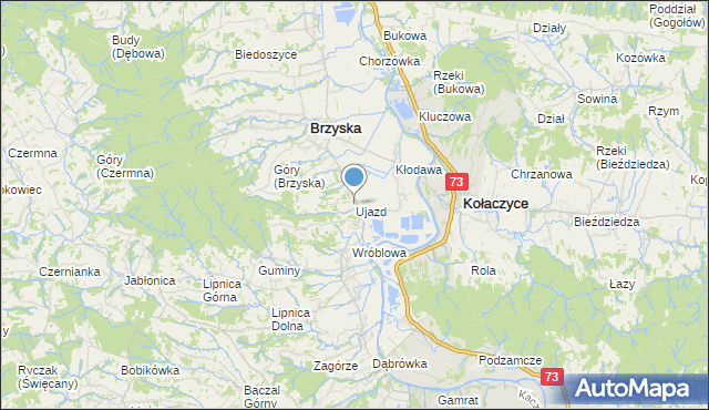 mapa Ujazd, Ujazd gmina Brzyska na mapie Targeo