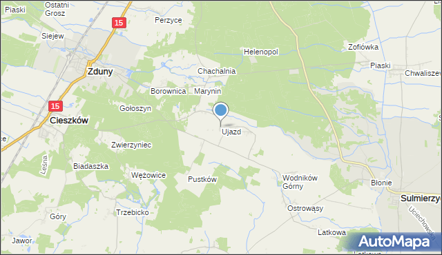 mapa Ujazd, Ujazd gmina Cieszków na mapie Targeo