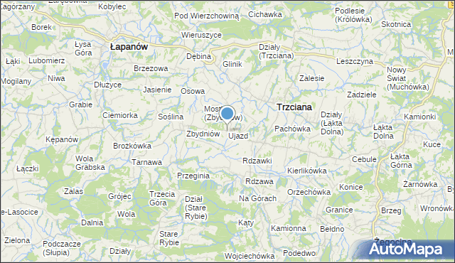 mapa Ujazd, Ujazd gmina Trzciana na mapie Targeo