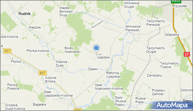 mapa Ujazdów, Ujazdów gmina Nielisz na mapie Targeo