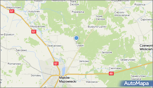 mapa Ulaski, Ulaski gmina Czerwonka na mapie Targeo