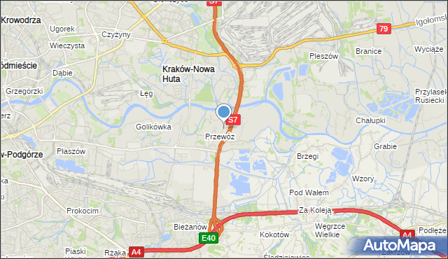 mapa Ulica, Ulica gmina Kraków na mapie Targeo