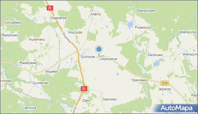 mapa Uliszkowice, Uliszkowice na mapie Targeo