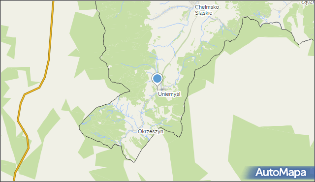 mapa Uniemyśl, Uniemyśl gmina Lubawka na mapie Targeo