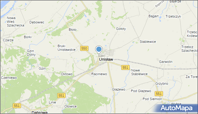 mapa Unisław, Unisław powiat chełmiński na mapie Targeo