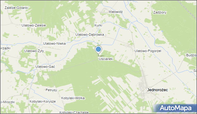 mapa Uścianek, Uścianek gmina Jednorożec na mapie Targeo