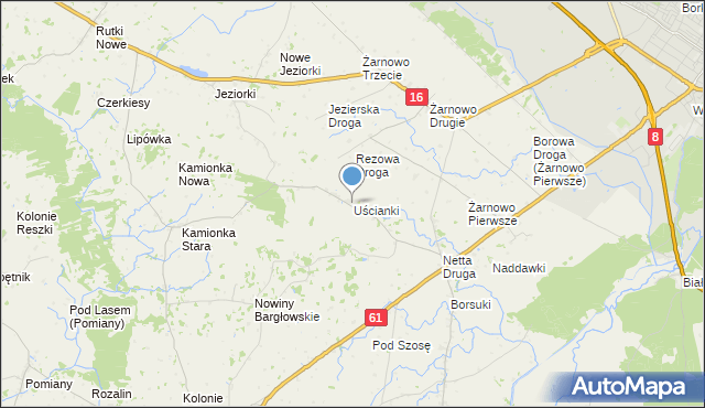 mapa Uścianki, Uścianki gmina Augustów na mapie Targeo