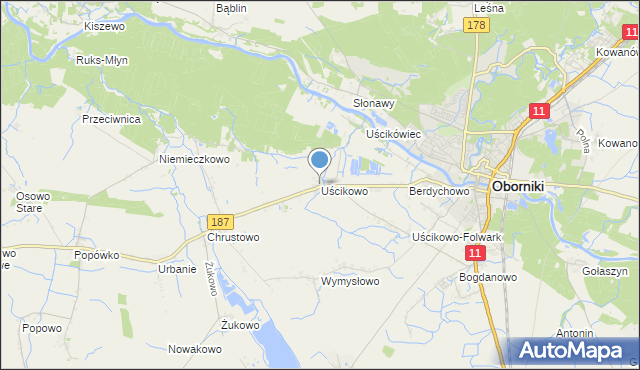 mapa Uścikowo, Uścikowo gmina Oborniki na mapie Targeo