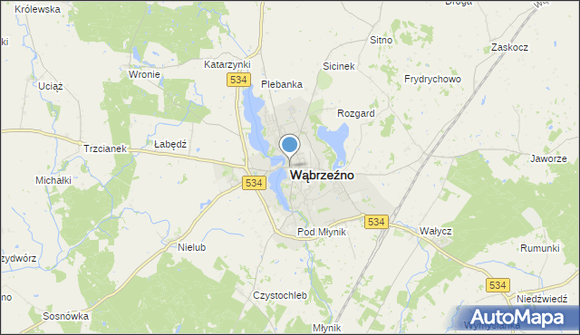 mapa Wąbrzeźno, Wąbrzeźno na mapie Targeo