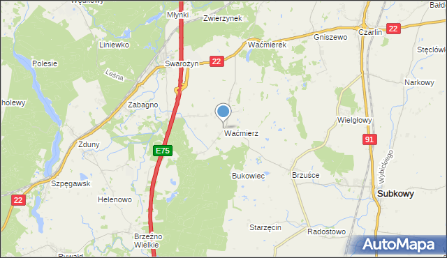 mapa Waćmierz, Waćmierz na mapie Targeo