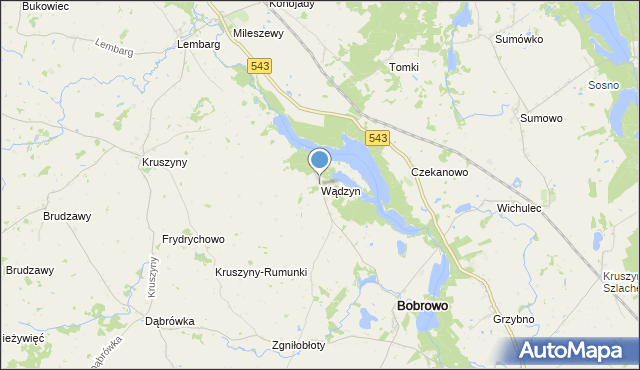 mapa Wądzyn, Wądzyn gmina Bobrowo na mapie Targeo