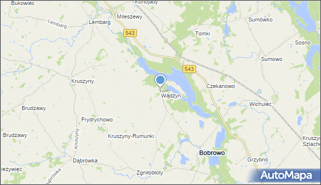 mapa Wądzyn, Wądzyn gmina Bobrowo na mapie Targeo