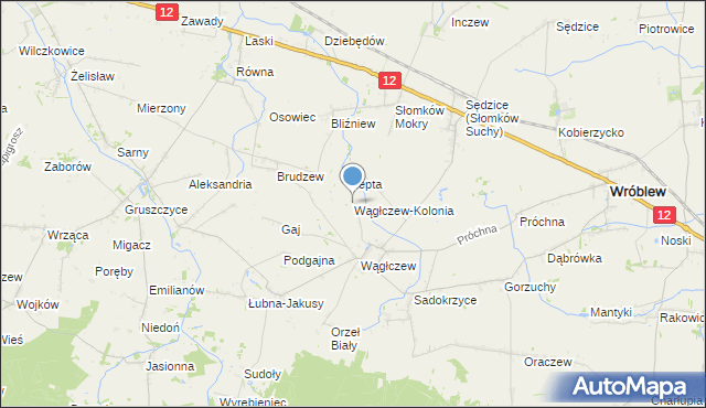 mapa Wągłczew-Kolonia, Wągłczew-Kolonia na mapie Targeo