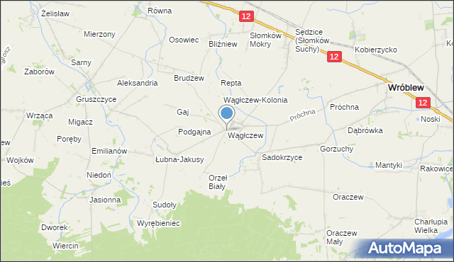 mapa Wągłczew, Wągłczew na mapie Targeo