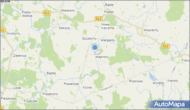 mapa Wajsnory, Wajsnory na mapie Targeo