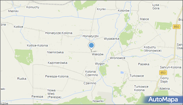 mapa Wakijów, Wakijów na mapie Targeo