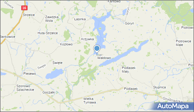 mapa Wałdowo, Wałdowo gmina Kisielice na mapie Targeo