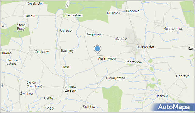 mapa Walentynów, Walentynów gmina Raszków na mapie Targeo