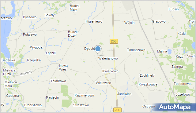 mapa Walerianowo, Walerianowo gmina Wierzbinek na mapie Targeo