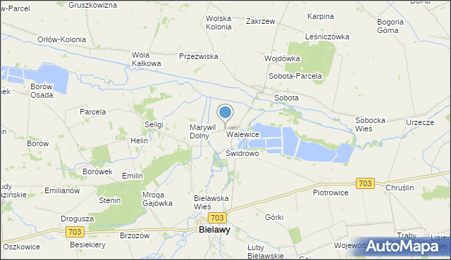 mapa Walewice, Walewice gmina Bielawy na mapie Targeo