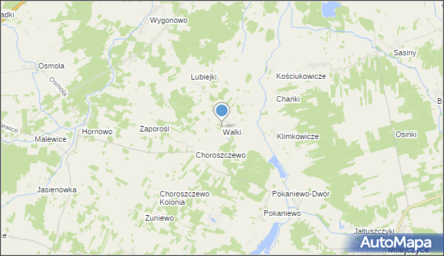 mapa Wałki, Wałki gmina Milejczyce na mapie Targeo