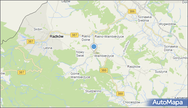 mapa Wambierzyce, Wambierzyce na mapie Targeo