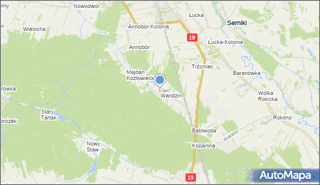 mapa Wandzin, Wandzin gmina Lubartów na mapie Targeo