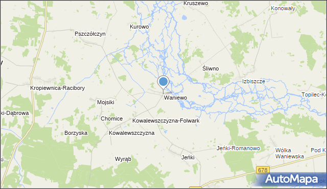 mapa Waniewo, Waniewo gmina Sokoły na mapie Targeo