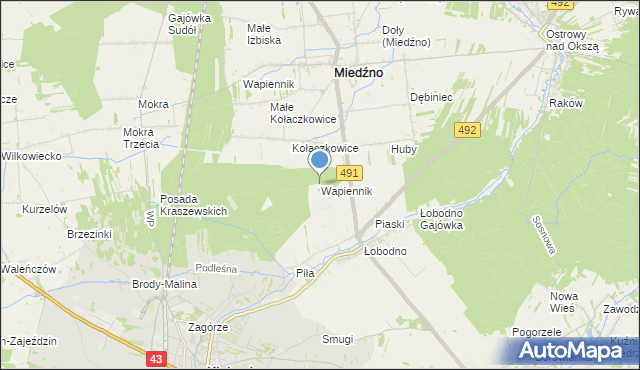 mapa Wapiennik, Wapiennik gmina Kłobuck na mapie Targeo