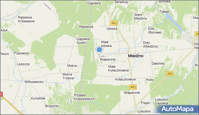 mapa Wapiennik, Wapiennik gmina Miedźno na mapie Targeo
