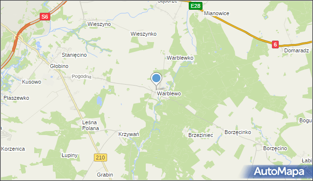 mapa Warblewo, Warblewo gmina Słupsk na mapie Targeo