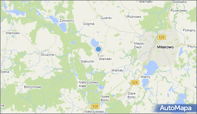 mapa Warkałki, Warkałki na mapie Targeo