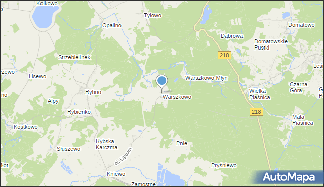 mapa Warszkowo, Warszkowo gmina Wejherowo na mapie Targeo