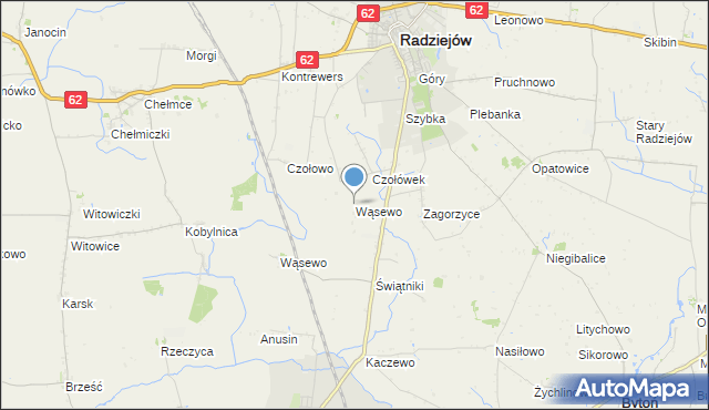 mapa Wąsewo, Wąsewo gmina Radziejów na mapie Targeo