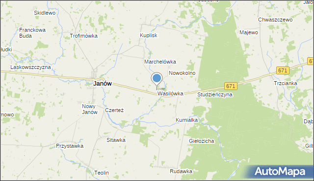 mapa Wasilówka, Wasilówka gmina Janów na mapie Targeo